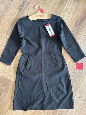 Buffalo David Bitton Black Long Sleeve Sheath Dress